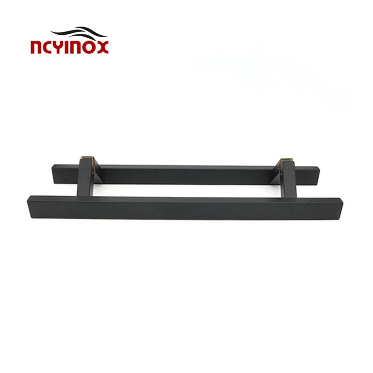 Matt Black Brass Offset T Bar Door Pull Handle For Wooden Glass Door